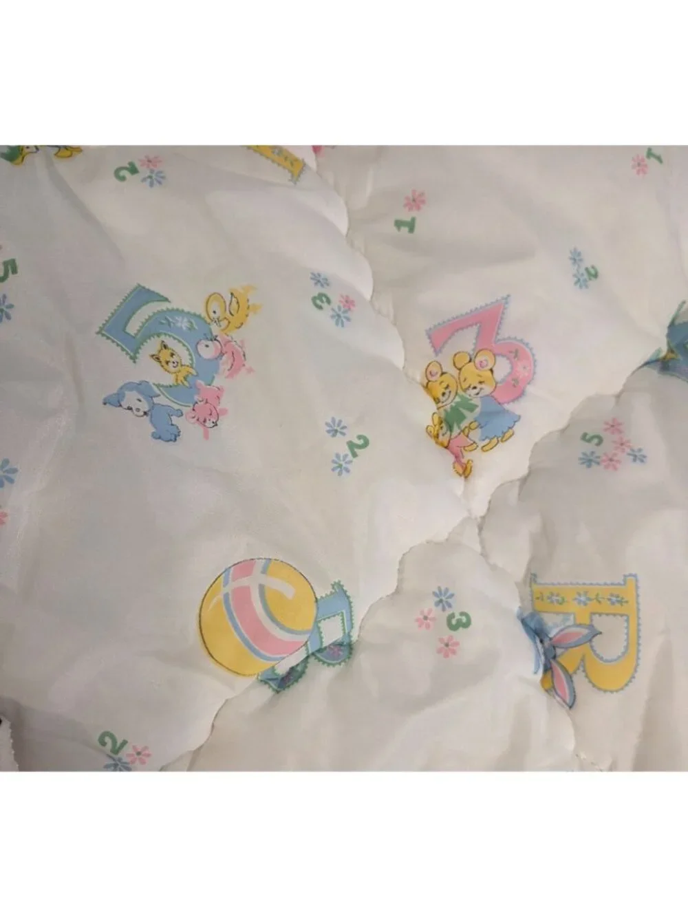 Vintage 50s 60s ABC Alphabet Animal Crib Quilt Nursery Pink Blue Fortrel